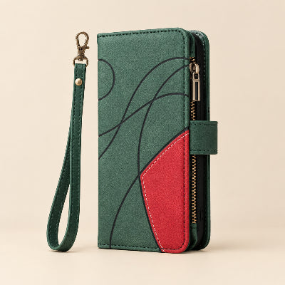 Etuis téléphone Samsung Galaxy Élégant, bicolor vert et rouge