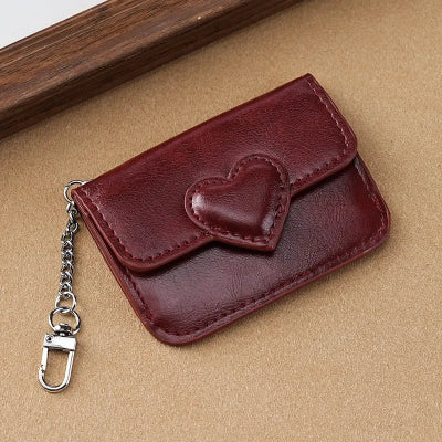 Porte carte femme Élégance en Cœur en couleur bordeaux