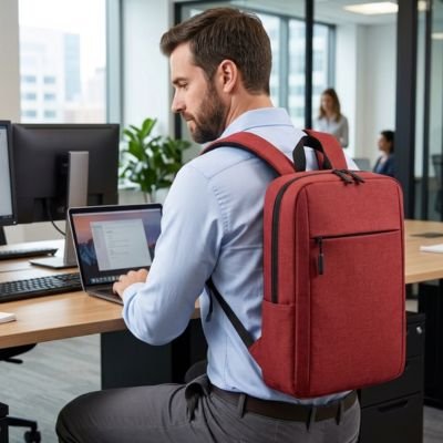 Sac à dos ordinateur portable Ergonomique Sécurise de couleur rouge 15.6 pouce