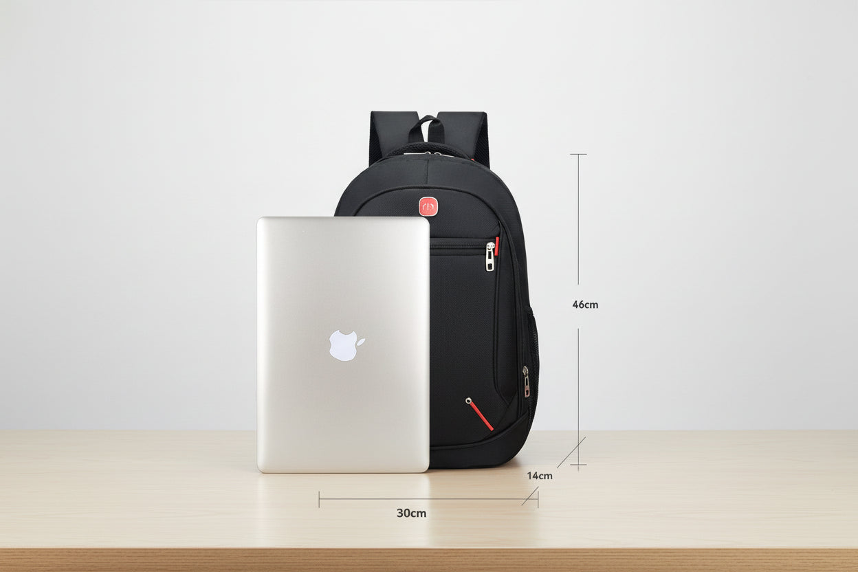 Dimensions du sac à dos ordinateur portable 46x30x14 cm avec schéma détaillé