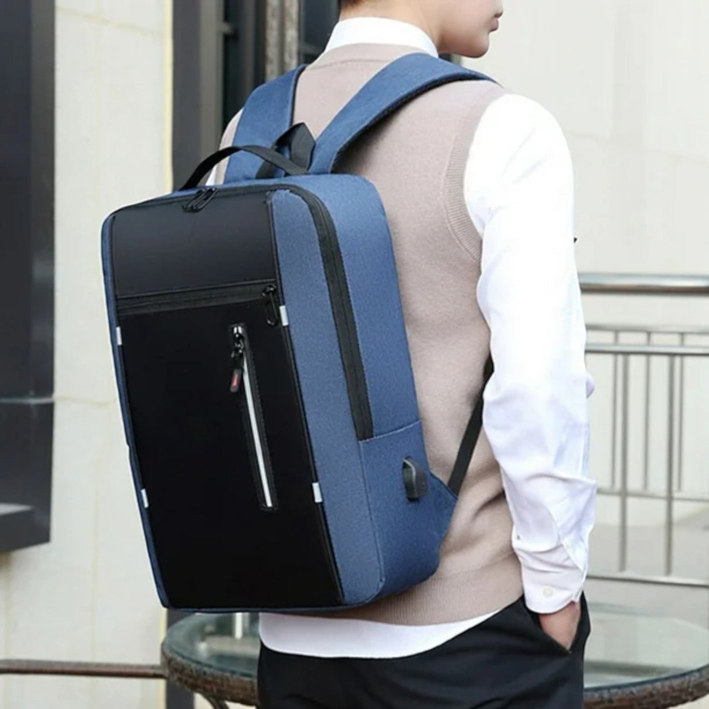 Sac à Dos pour Ordinateur - OfficeTechPack™ - Bleu - La PoPoche Urbaine