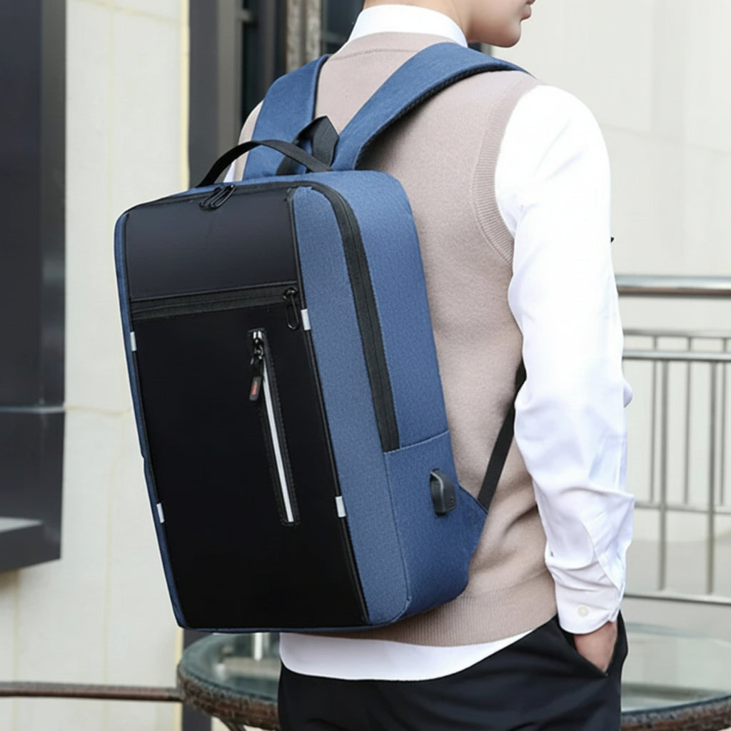 Sac a Dos pour Ordinateur - OfficeTechPack™ - Bleu - La PoPoche Urbaine