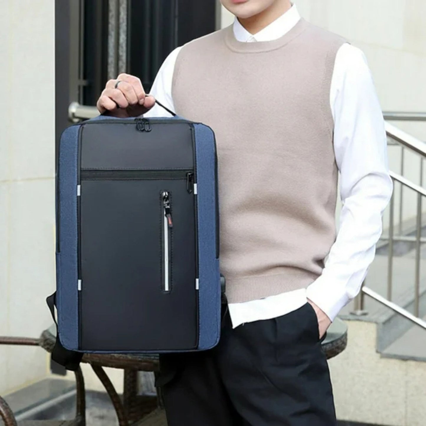 Sac à Dos pour Ordinateur - OfficeTechPack™ - Bleu - La PoPoche Urbaine