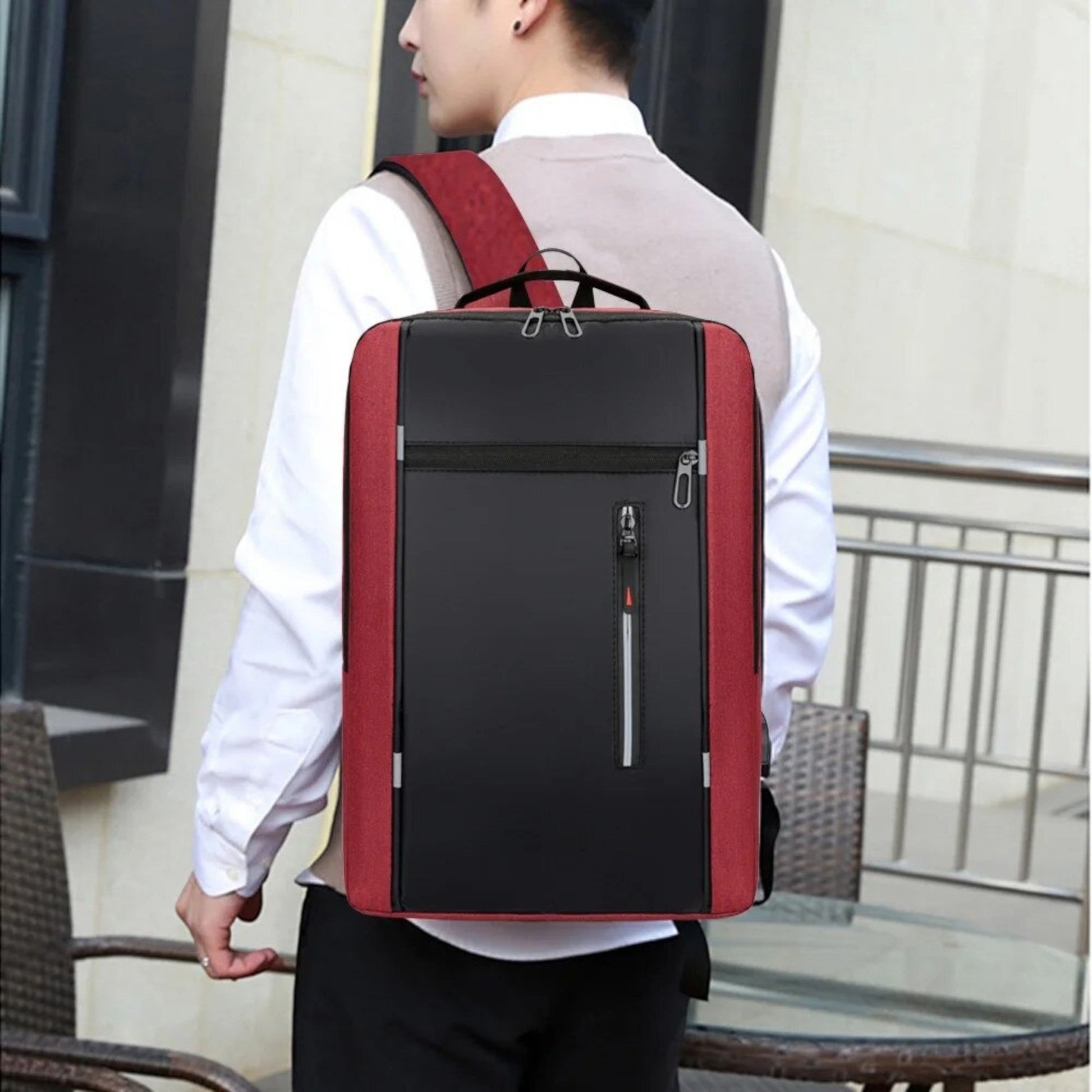 Sac à Dos pour Ordinateur - OfficeTechPack™ - Rouge - La PoPoche Urbaine