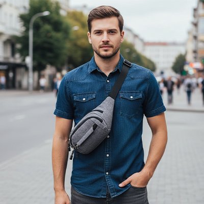 Sac banane Confort et Stylée disponible en gris chiné