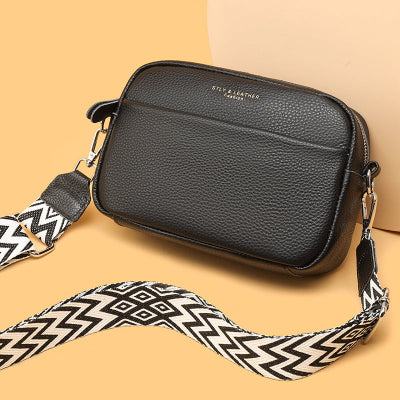 Sac en cuir en bandoulière Élégance Sobre en couleur noir