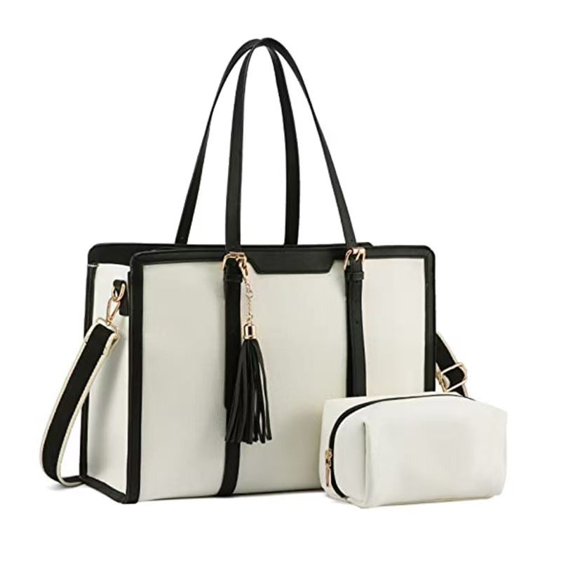 Sac ordinateur professionnel blanc et noir pour femme active