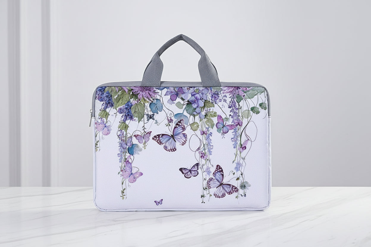 Sacoche ordinateur femme  avec anses en textile résistant de couleur grise