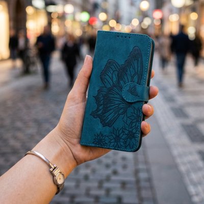 Etui pour téléphone Robuste Elégant de couleur bleu canard en deux tailles 
