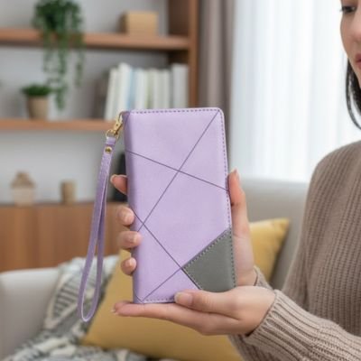 Etui téléphone Elégance Lilas  joli coloris avec accent gris, trois tailles