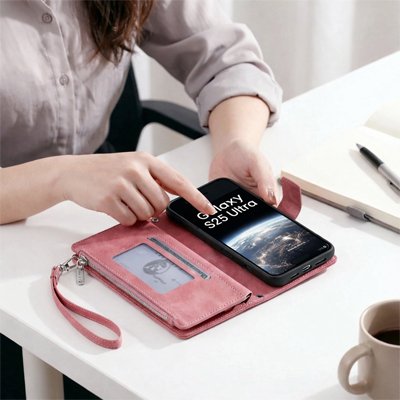 Etui téléphone Elégance Mandala, compartiments intégrés pour cartes bancaires et documents
