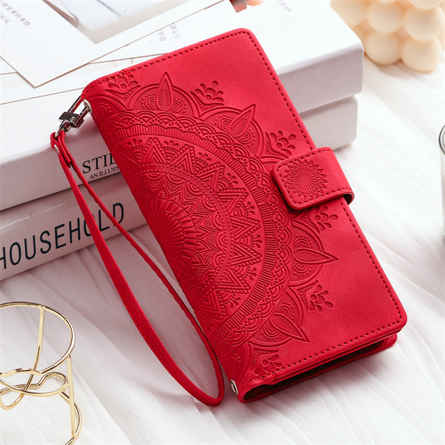 Etui téléphone Elégance Mandala, de couler rouge en trois tailles