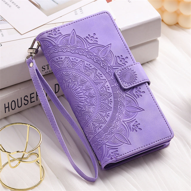 Etui téléphone Elégance Mandala, de couleur mauve lilas en trois tailles
