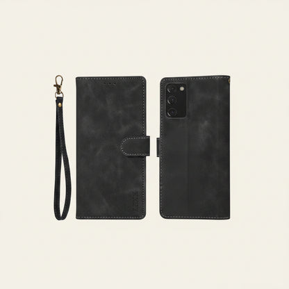 Etui téléphone Portefeuille Intégré en couleur noir compatibilité pour Galaxy