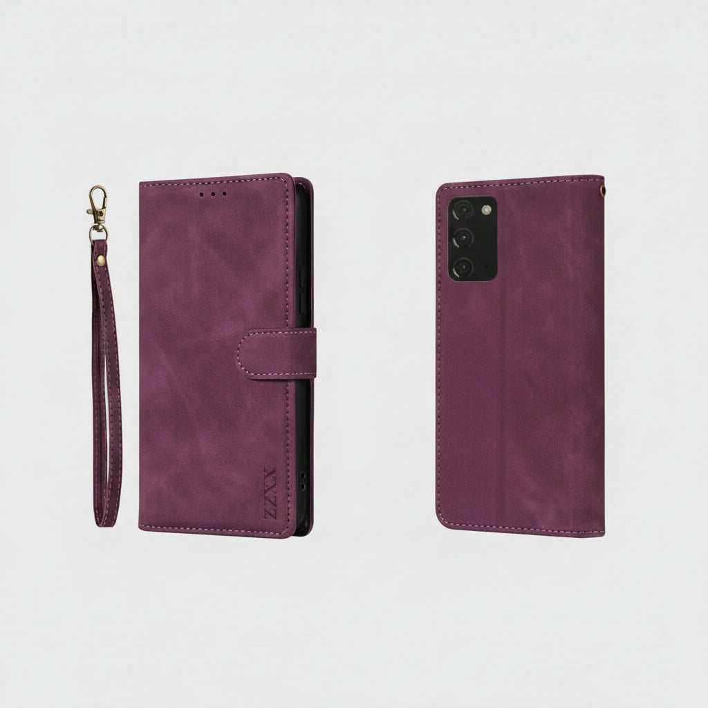 Etui téléphone Portefeuille Intégré en couleur violet compatibilité pour Galaxy