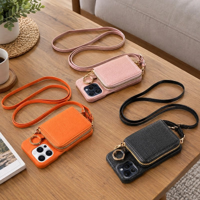 Etui téléphone Crossbody cuir synthétique texturé grainé