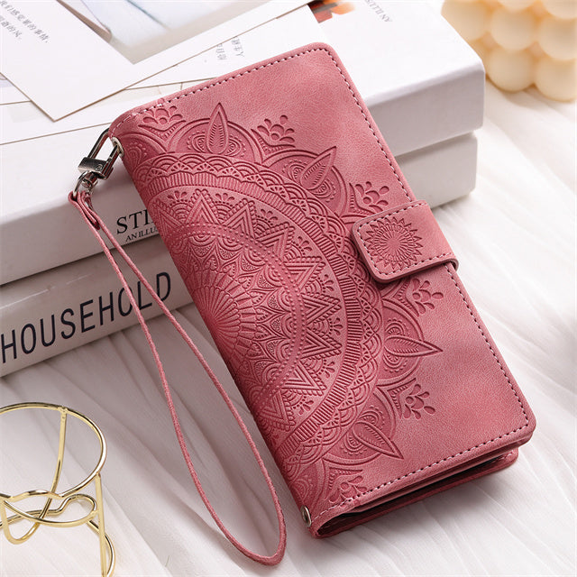 Etui téléphone Elégance Mandala, de couleur rose en trois tailles