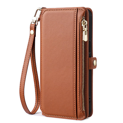 Etui téléphone Style Tout-en-Un, couleur marron, sangle courte