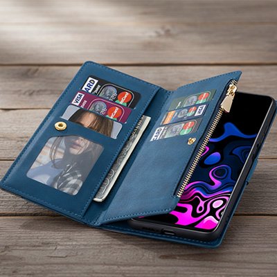 Etui téléphone Antichoc Elégant, multiples rangements avec rabat à bouton-pression dissimulé