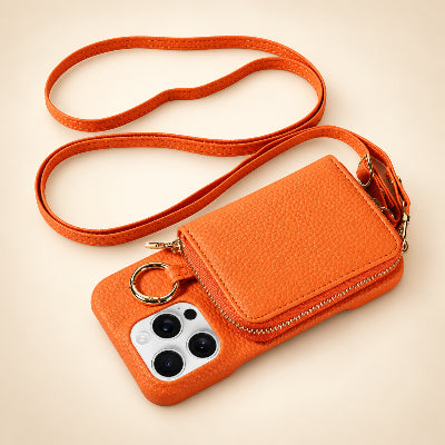 Etui téléphone Crossbody coloris orange pour iphone