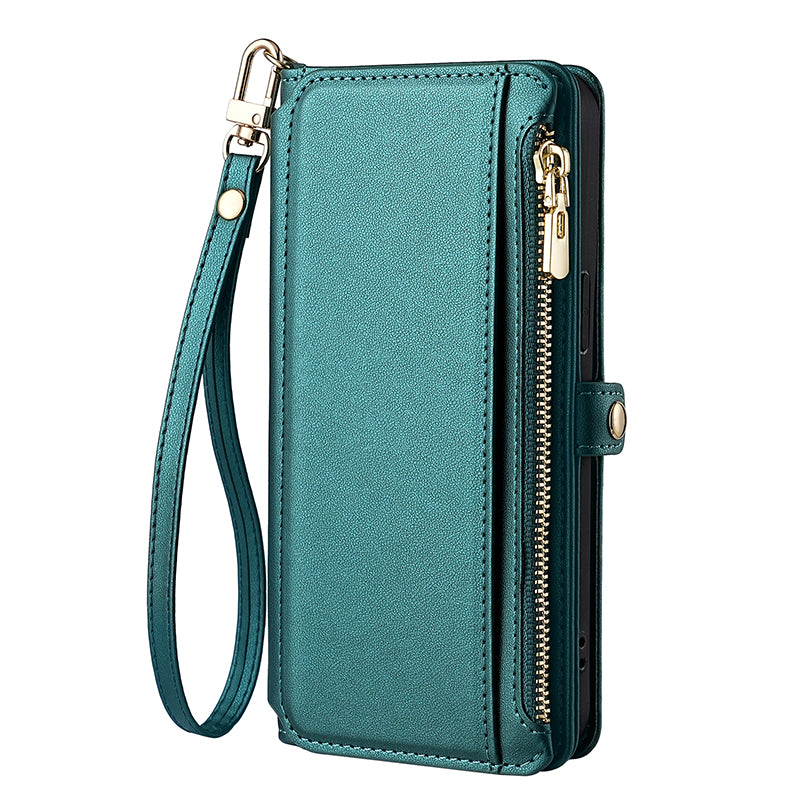Etui téléphone Style Tout-en-Un, couleur vert canard, sangle courte