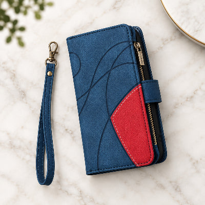 Etuis téléphone Samsung Galaxy Élégant, bicolor bleu et rouge 