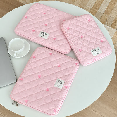 Housse ordinateur Matelassée Douce coloris rose en plusieurs tailles