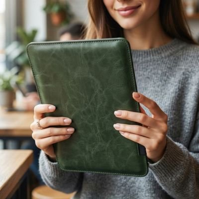 Housse tablette  Élégance Protect de couleur vert brillant, différente taills