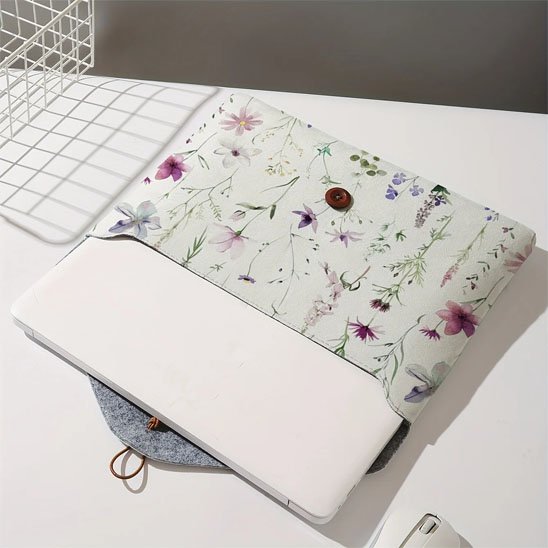 Pochette ordinateur Élégante Fleurie, compatible avec différentes tailles de portables
