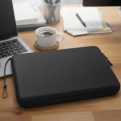 Pochette ordinateur Élégante avec Style en polyester revêtement noir résistant à l'usure et aux intempéries
