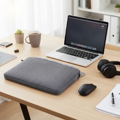 Pochette ordinateur tissu synthétique à texture fine offrant une résistance