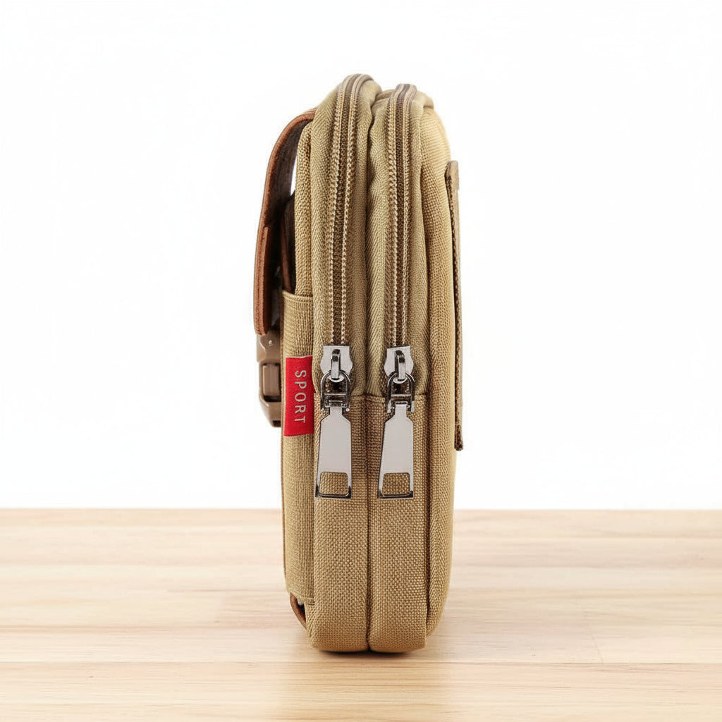 Pochette téléphone avec deux fermetures éclair sécurisées - Rangement pratique et organisé