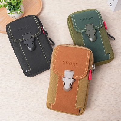 Pochette téléphone disponible en 3 coloris avec clip robuste - Noir, marron et vert