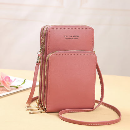 Pochette téléphone élégante tactile de couleur bois de rose