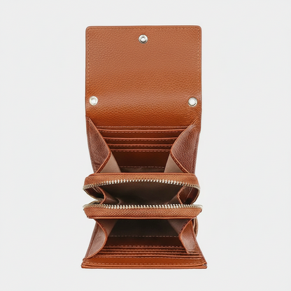 Intérieur pochette telephone cuir  8 emplacements cartes et poche zippée
