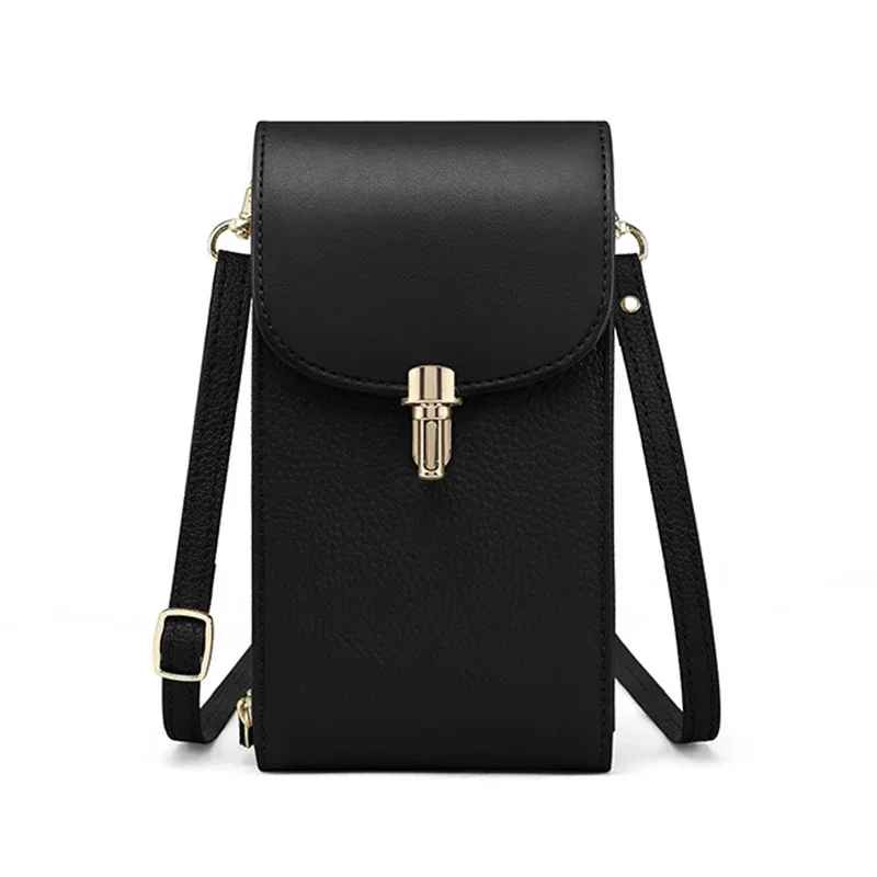 Pochette telephone en cuir noir  classique et sophistiquée
