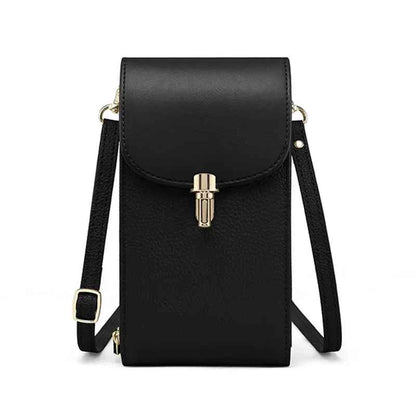 Pochette telephone en cuir noir  classique et sophistiquée

