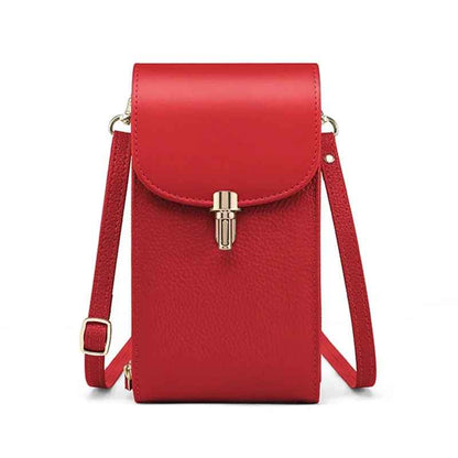 pochette telephone en cuir rouge style affirmé et féminin
