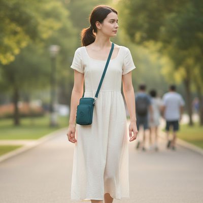 Pochette téléphone Élégance Protectrice, en tissu Oxford avec doublure polyester