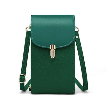 Pochette telephone en cuir vert couleur tendance et originale
