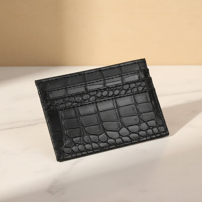 Porte carte femme Design Élégant texturé crocodile noir