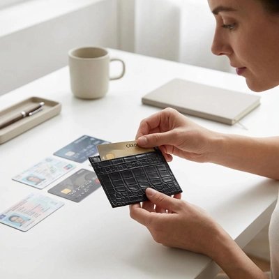 Porte carte femme Design Élégant  en couleur noir