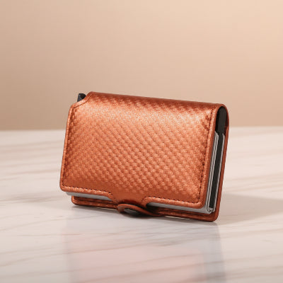 Porte carte femme RFID Pop-up en couleur orange cuivré