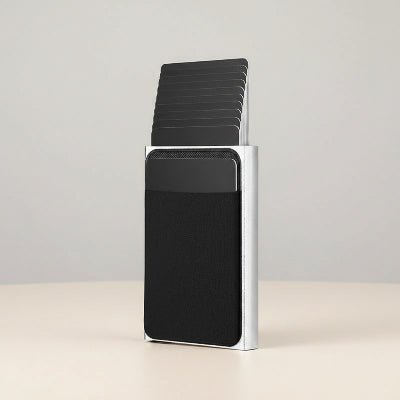 Porte carte homme Ultra-compact Premium en couleur argent et noir