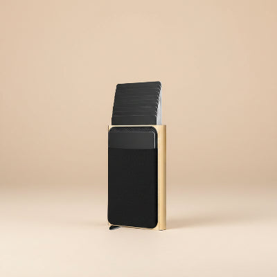 Porte carte homme| Ultra-compact Premium en couleur or et noir