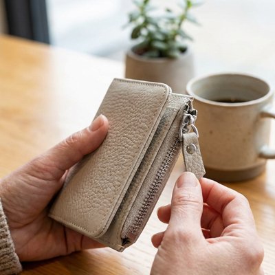 Portefeuille Élégant Compact, couleur blanc crème