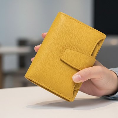 Portefeuille Elégant de couleur jaune en cuir