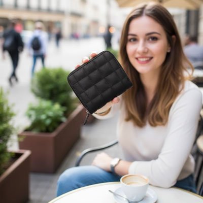 Portefeuille femme Élégance Urbaine, coloris noir classique