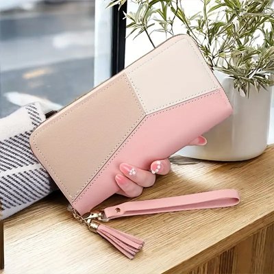 Portefeuille femme Élégance Moderne​ en couleur rose, matière synthétique résistante
