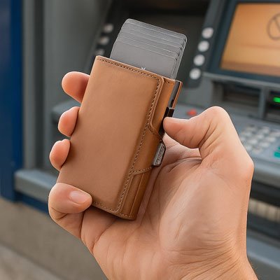 Portefeuille homme Stylé et Fonctionnel, porte-cartes intégré en couleur marron